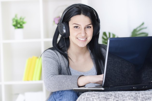 pretty woman using laptop