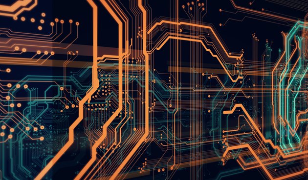 background orange digital integrated network technology