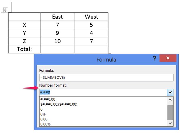 how to add formulas in word tbale