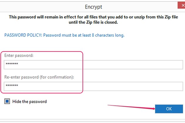adding password to zip file windows 10