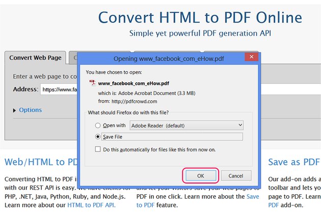 save as pdf file not link