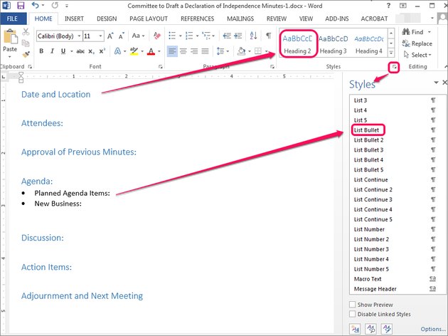 How to Organize Meeting Minutes Using Word | Techwalla