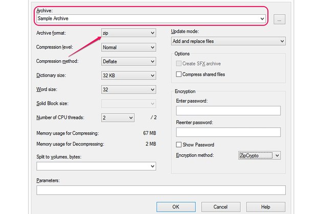 add a password to zip file