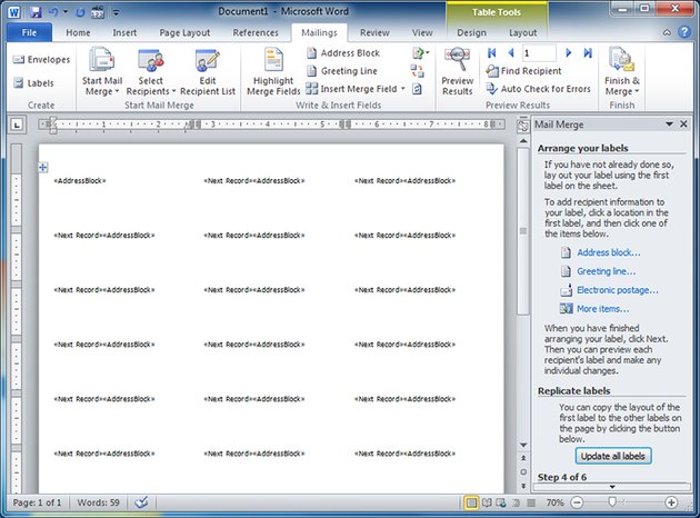 how to make address labels in word for multiple addresses