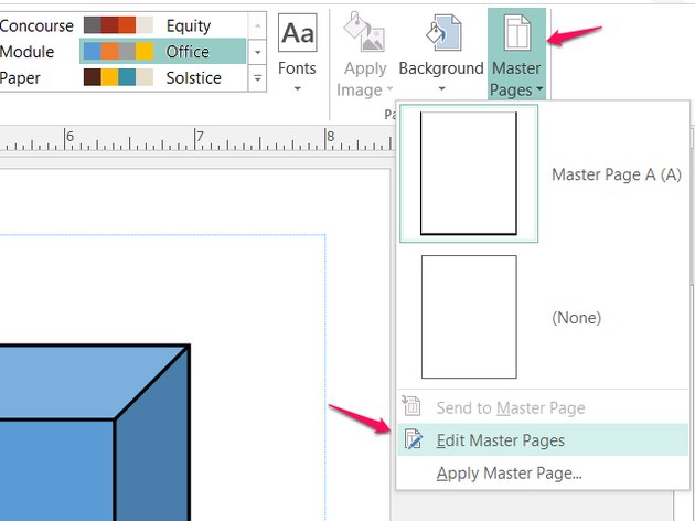publisher master pages text box