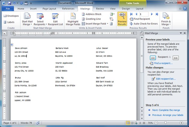 how to print address labels from excel speadsheet