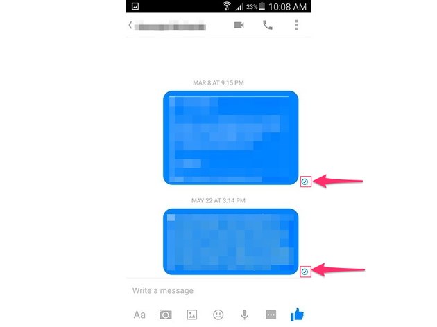 facebook messenger white circle with check mark
