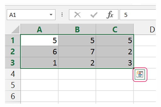 quick analysis button excel 2010