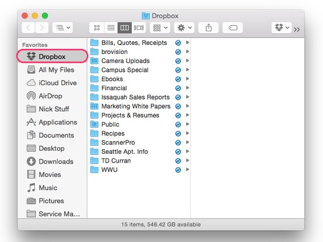 set up dropbox sync for one folder on my mac