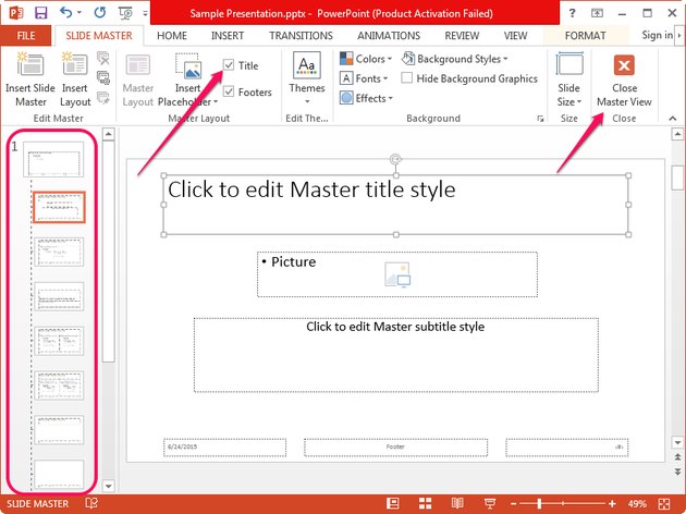 remove presentation title powerpoint