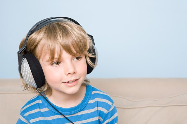 A boy listening to music