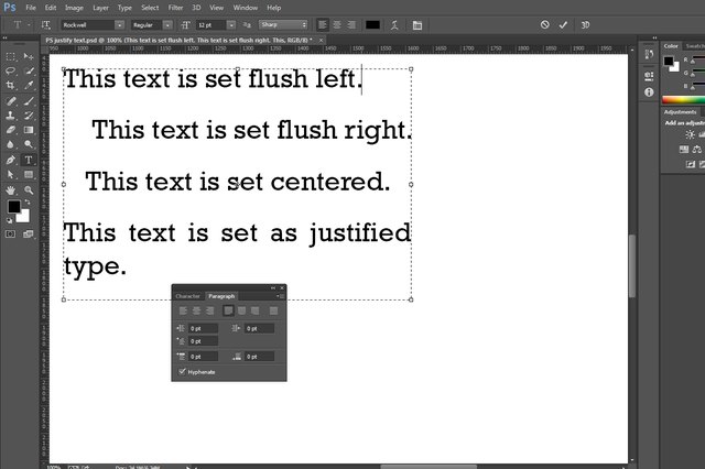 how do you justify text horizontally in word