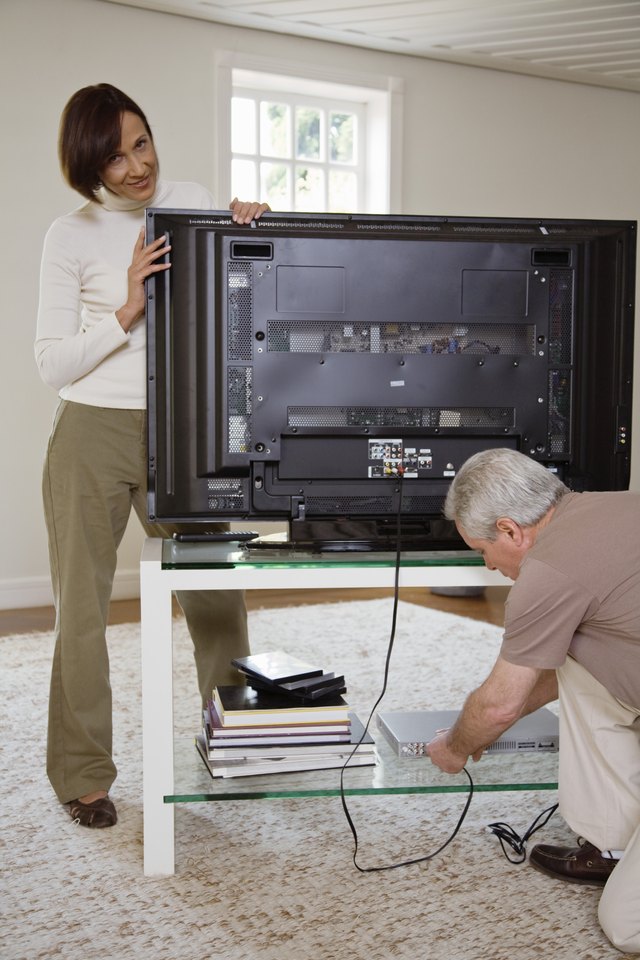 Couple connecting television