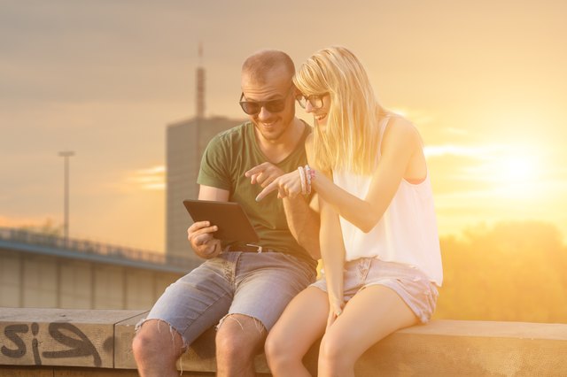 Couple enjoying outdoors in a urban surroundings.