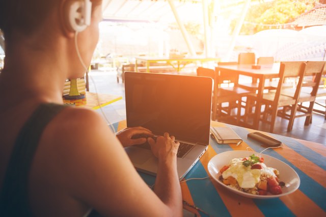 Freelancer working at laptop