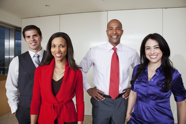 Business people smiling