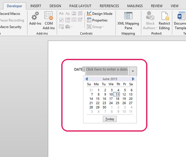 How to Add a Pop Up Calendar to a Date in a Word Document