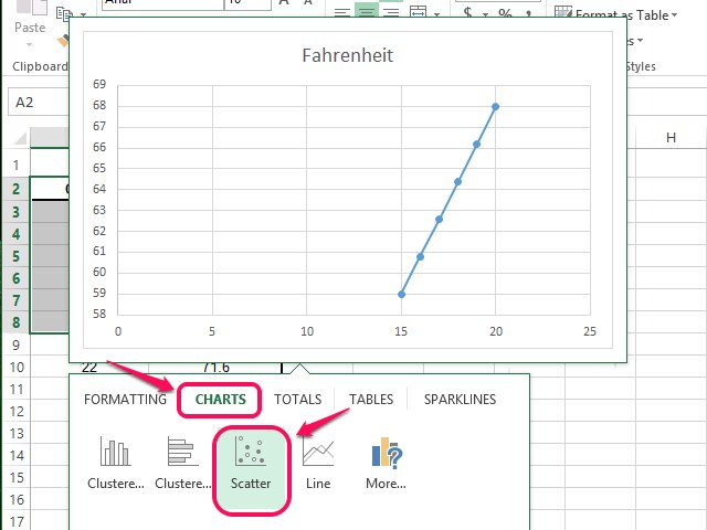 use the quick analysis button to sum the range