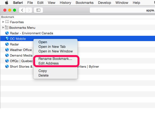 safari bookmarks on pc