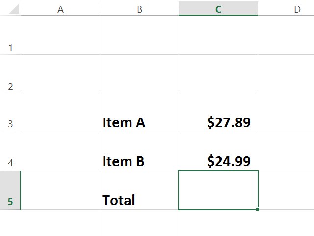 Excel Formula To Add Two Cells