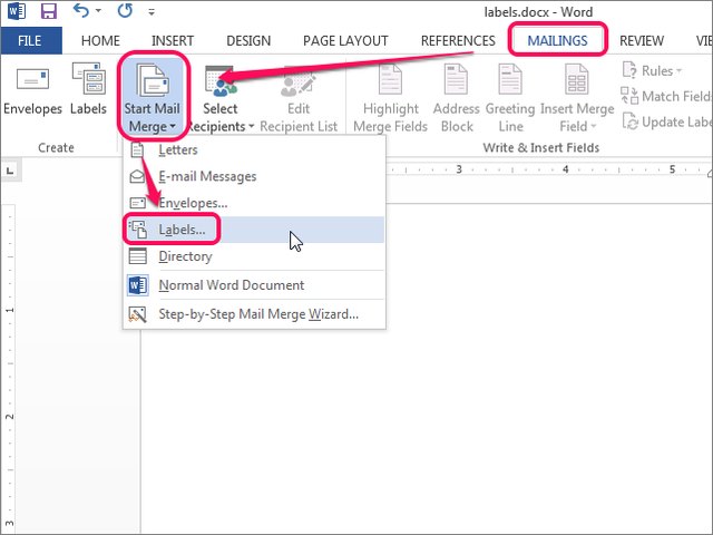 how to create multiple address labels in word