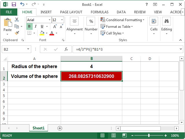 calculate pi in excel
