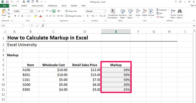 How to Calculate Markup in Excel | Techwalla