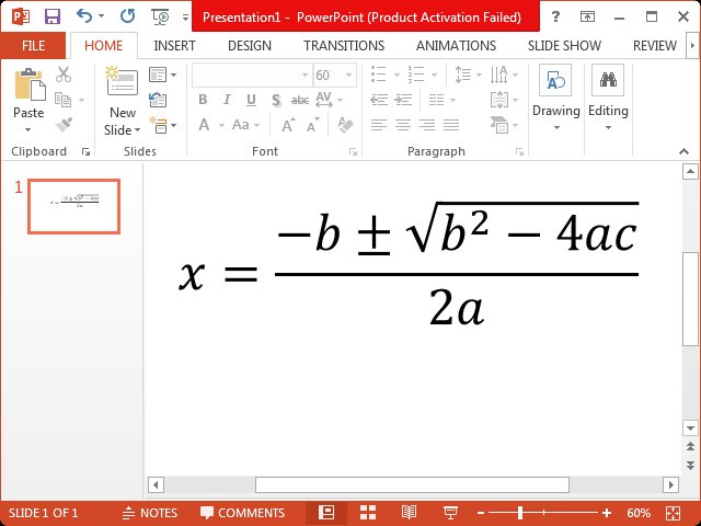 Как поставить корень в powerpoint