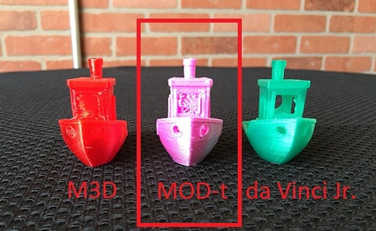 All three printers successfully printed the tugboat